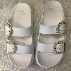 Stuart Weitzman pearl pool slides